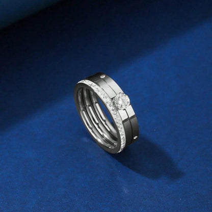 Elegant 0.5Ct round Cut Ring Three-In-One 3 Pieces Set for Women Sparkling Stackable Engagement Ring Eternity Ring Valentine'S Day Gift Mother‘S Day Birthday Gift
